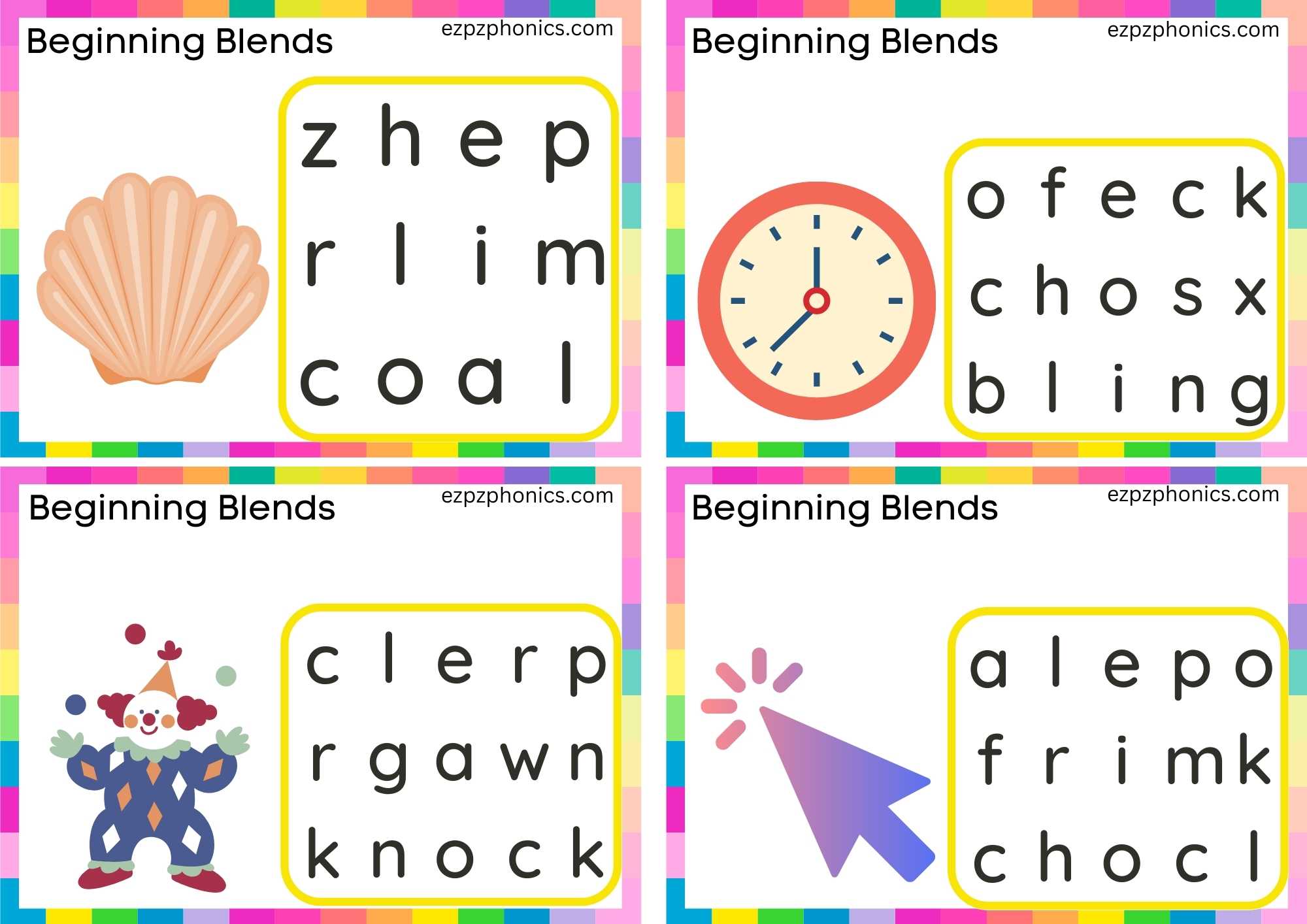 CL Beginning Blends Activity Circle The Correct Letters To Make The Words Set 2